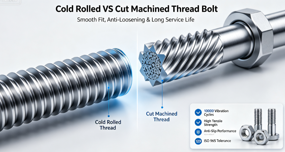 Precision Cold Rolled Thread Bolt Smooth Matching Nut No Slipping Thread Under Long-Term Vibration