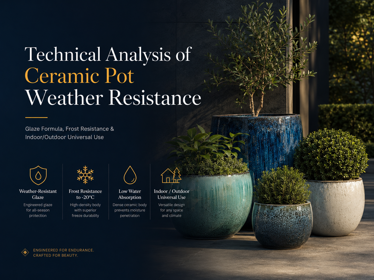 Technical Analysis of Ceramic Pot Weather Resistance: Garden Ceramic Engineering Standards from Glaze Formula, Frost Resistance to Indoor and Outdoor Universal Use