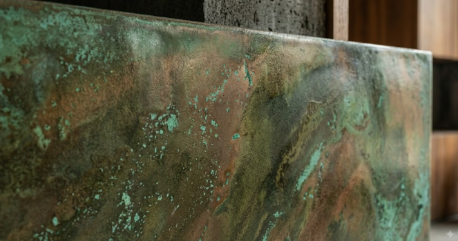 Natural Irregular Color Gradient Verdigris Glaze Panel Creates High-End Retro Space Texture