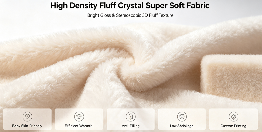 High Density Fluff Crystal Super Soft Fabric Bright Gloss & Stereoscopic Texture
