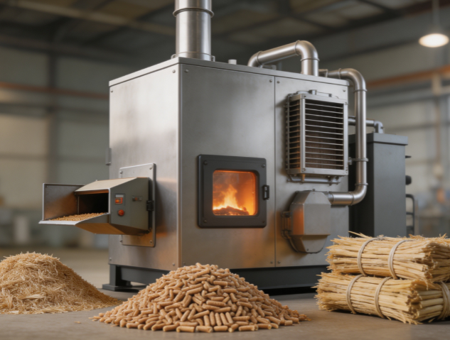 Biomass Boiler Fuel Adaptability Analysis: Combustion Efficiency and Emission Comparison From Rice Husk, Wood Chips to Crop Straw