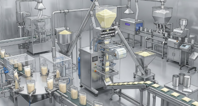 Automatic Powder Packing Machine For Milk Powder, Whey Protein & Nutrition Powder Packaging