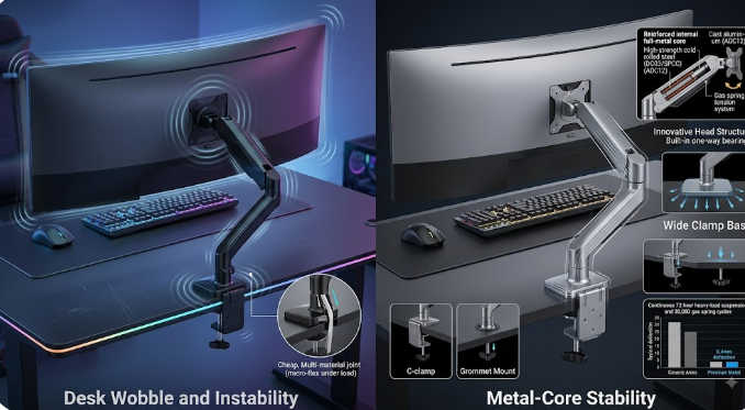 How a Solid Metal Monitor Arm Transforms Your Gaming Desk Stability