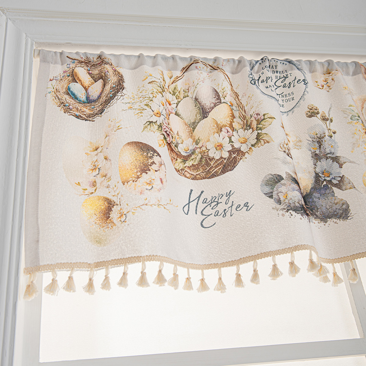 Pastoral Flower Basket Tier Curtain 2