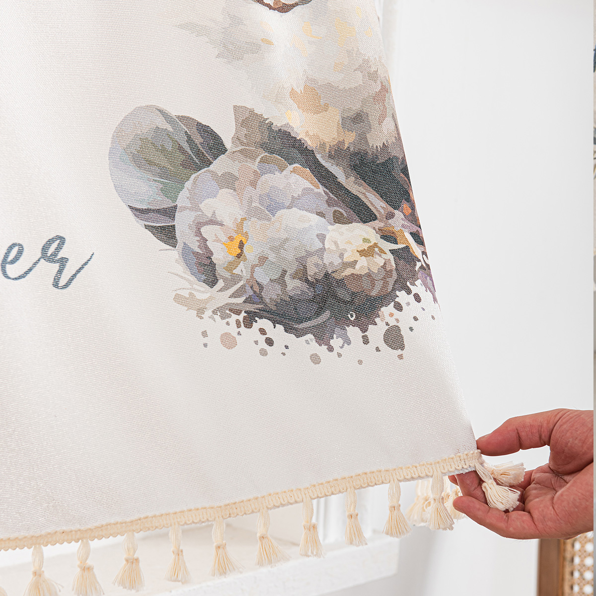 Pastoral Flower Basket Tier Curtain 4