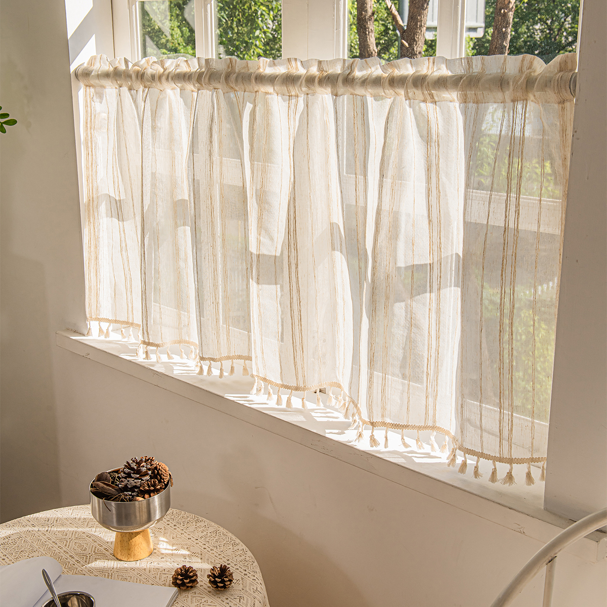 Four-color tree design sheer curtain 2