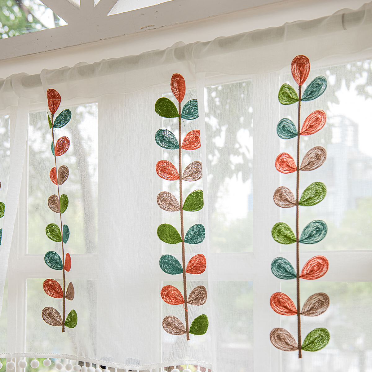 Four-color tree design sheer curtain 2
