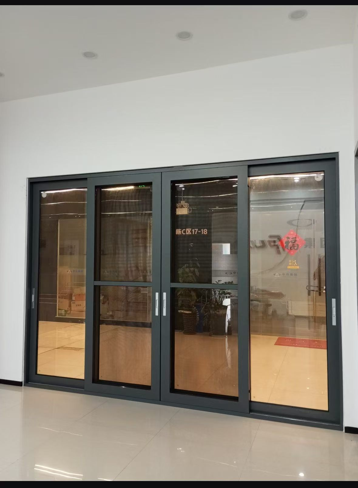 Indoor Office Four-Panel Aluminum Sliding Door